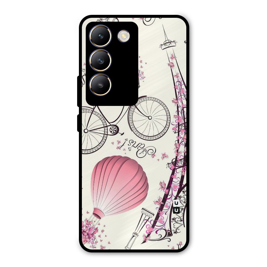 Flower Clipart Metal Back Case for Vivo T3 5G