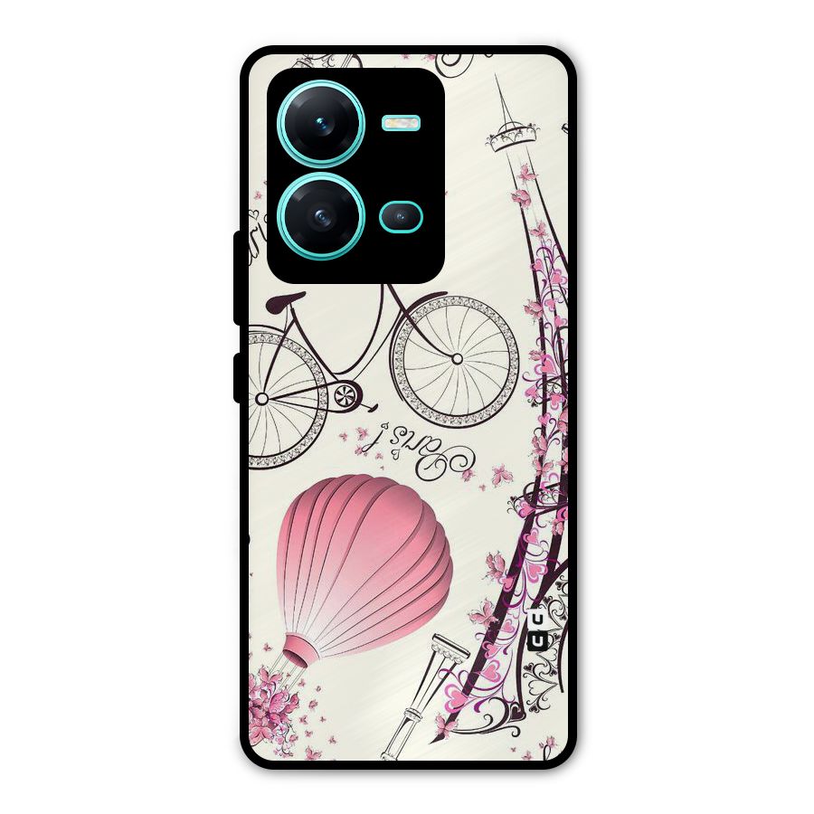 Flower Clipart Metal Back Case for Vivo V25