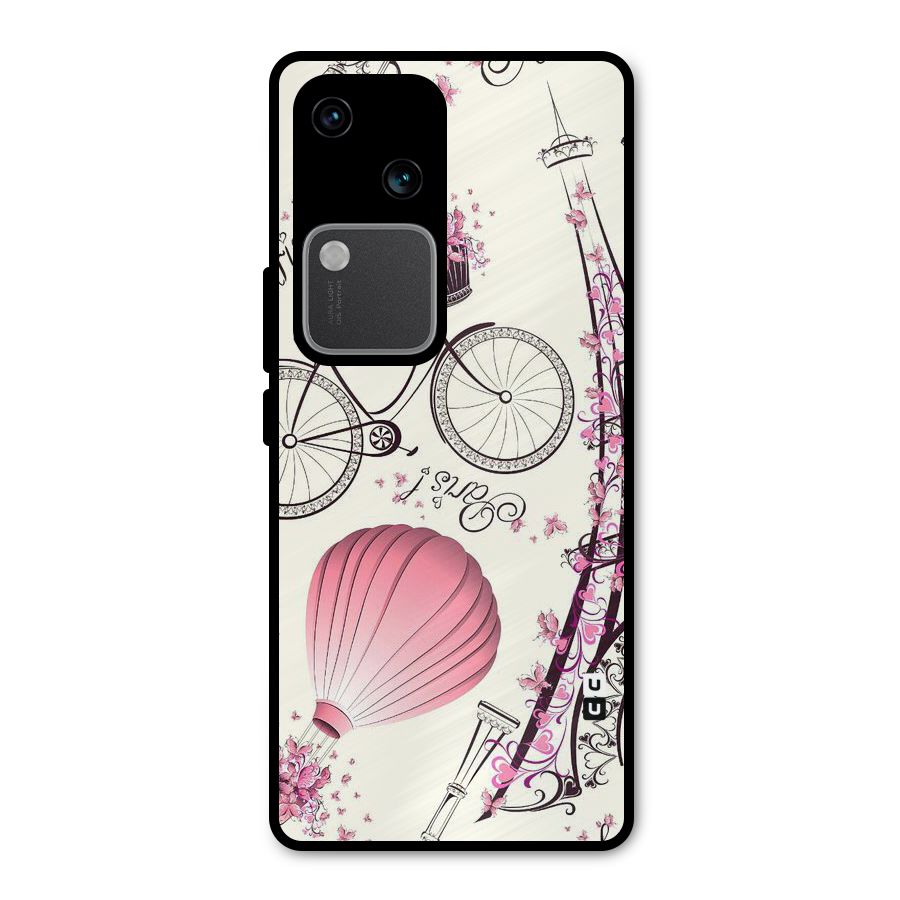 Flower Clipart Metal Back Case for Vivo V30
