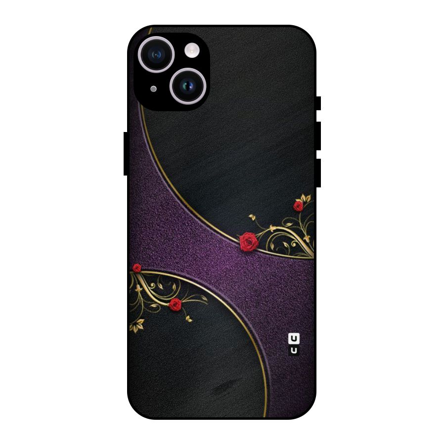 Flower Curves Metal Back Case for iPhone 14 Plus