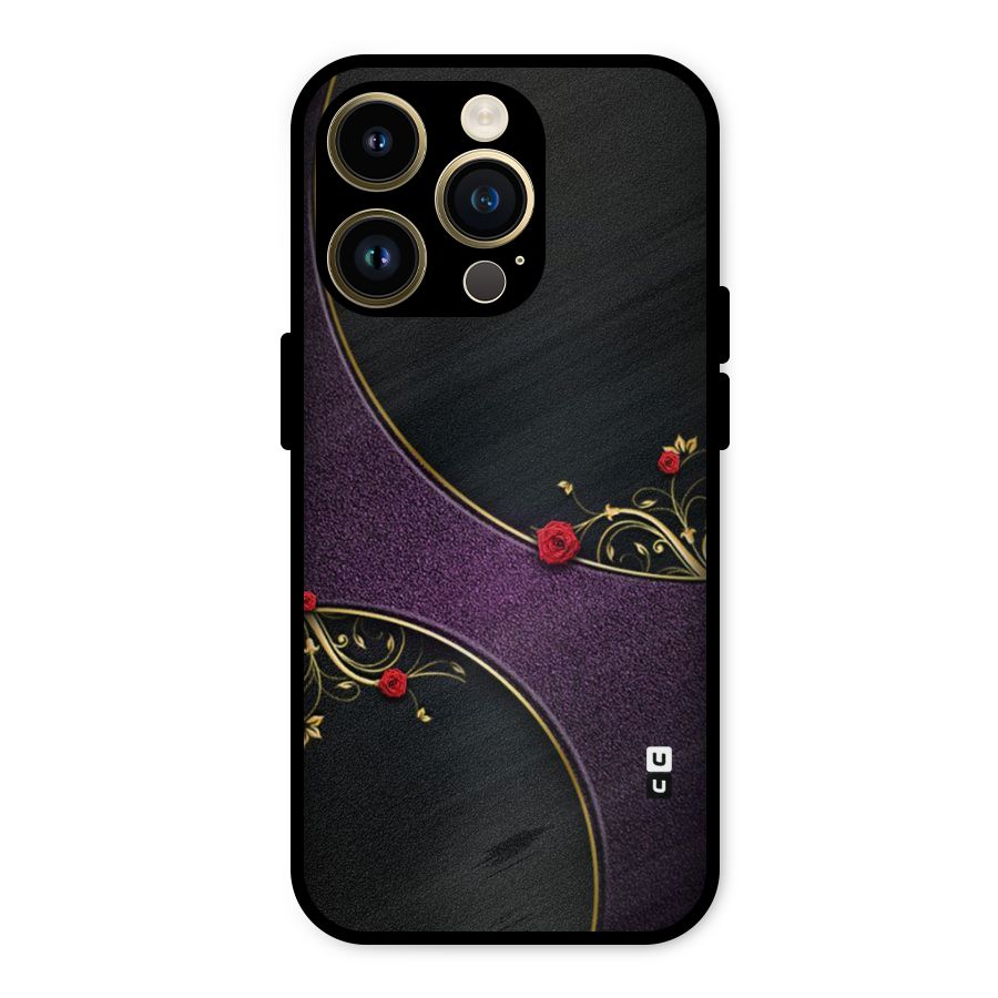 Flower Curves Metal Back Case for iPhone 14 Pro