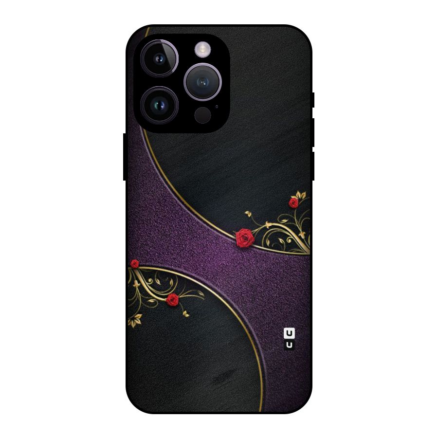 Flower Curves Metal Back Case for iPhone 14 Pro Max