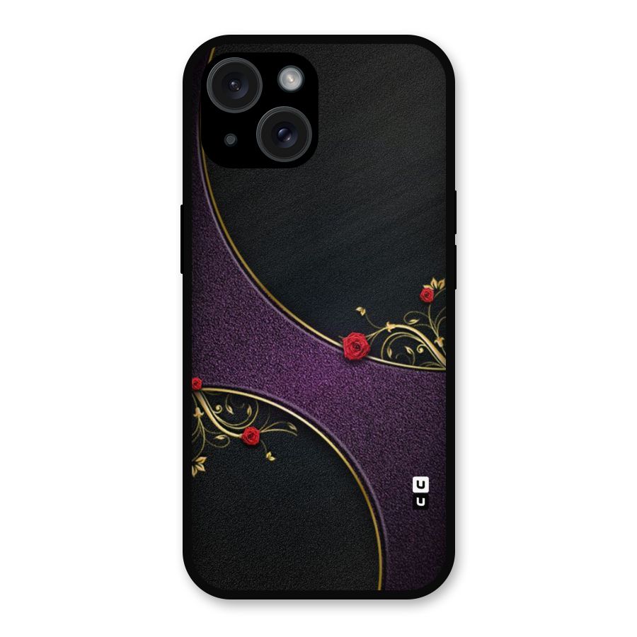 Flower Curves Metal Back Case for iPhone 15