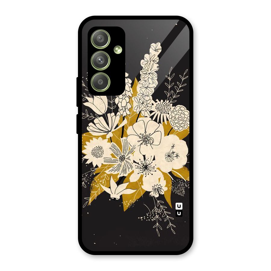 Flower Drawing Glass Back Case for Galaxy A54