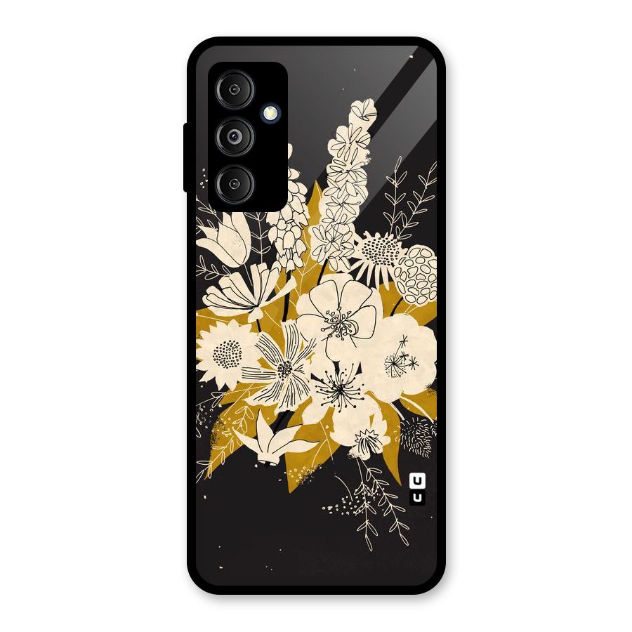 Flower Drawing Glass Back Case for Galaxy M14 5G