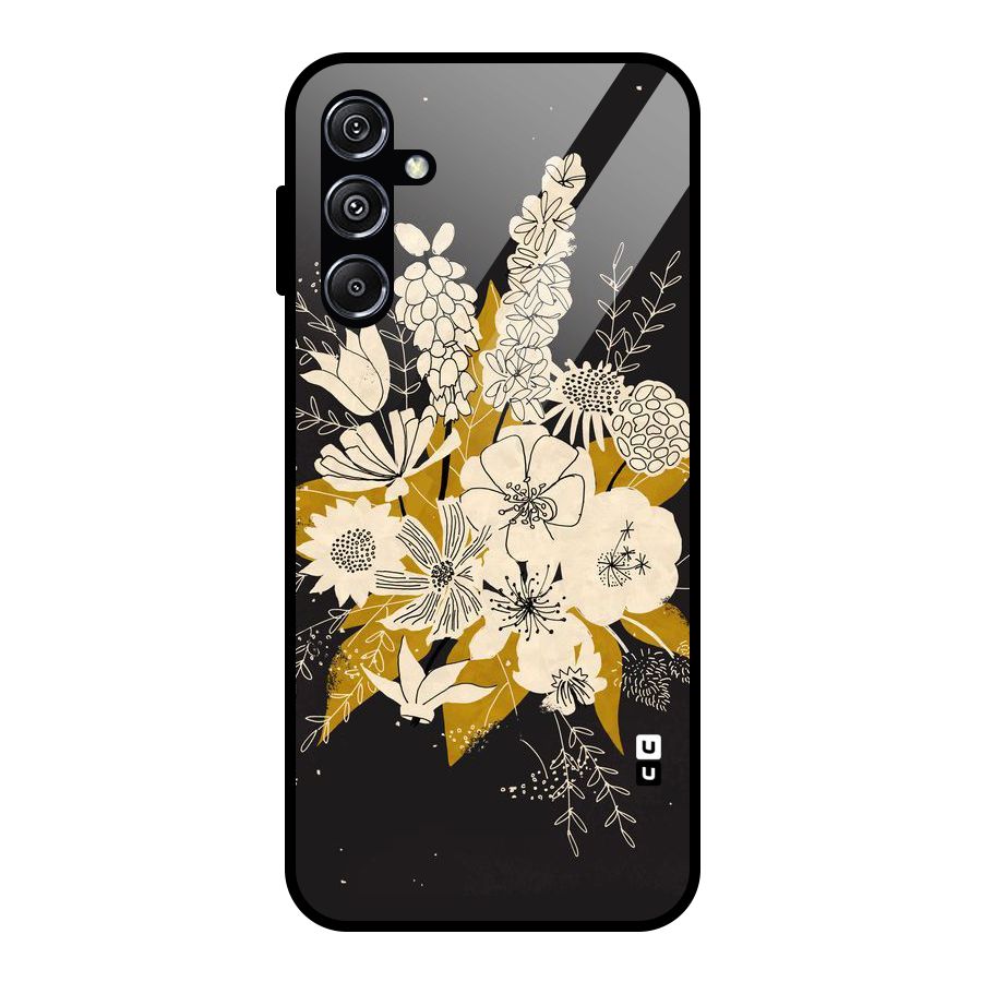 Flower Drawing Glass Back Case for Galaxy M34 5G