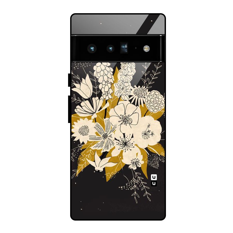 Flower Drawing Glass Back Case for Google Pixel 6 Pro