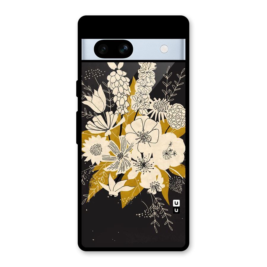 Flower Drawing Glass Back Case for Google Pixel 7a