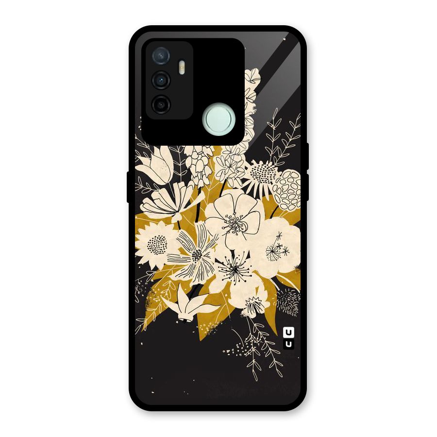 Flower Drawing Glass Back Case for Oppo A53
