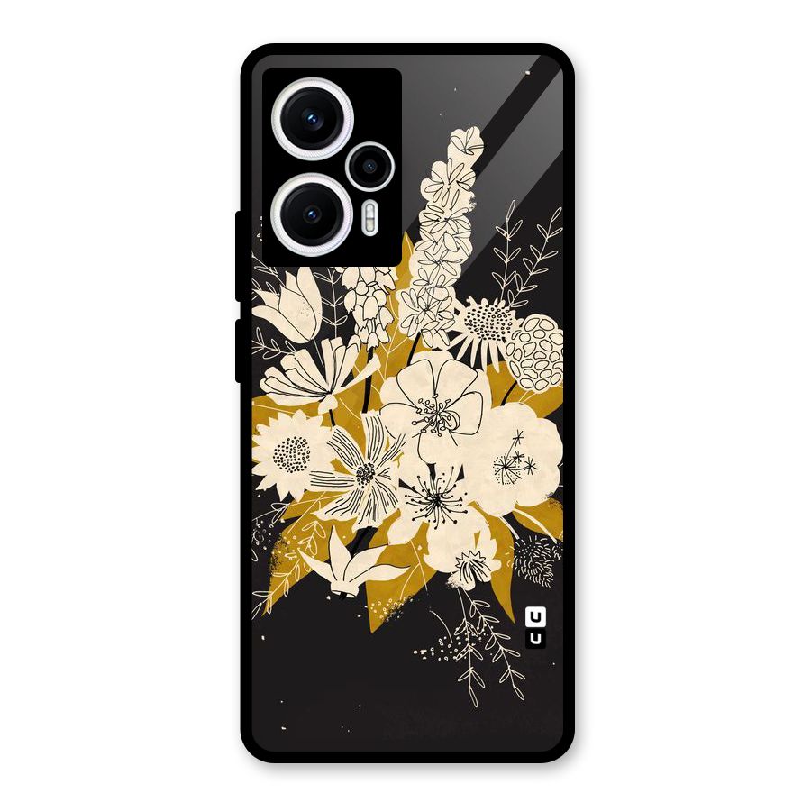 Flower Drawing Glass Back Case for Poco F5