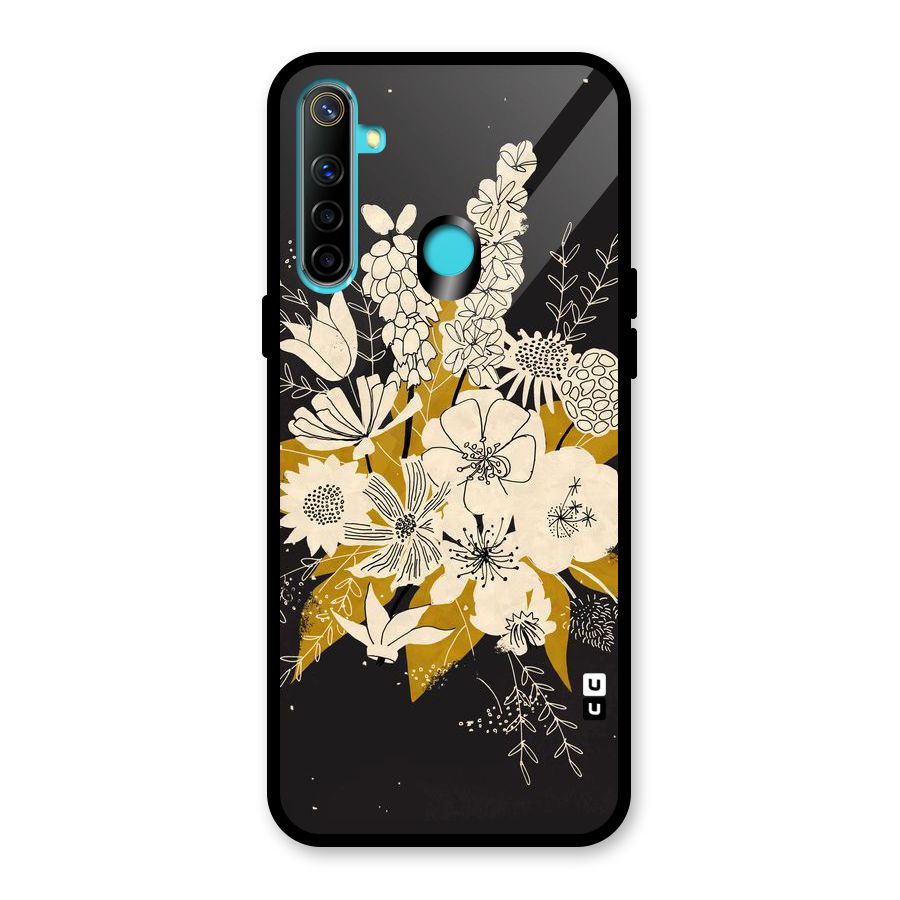 Flower Drawing Glass Back Case for Realme 5