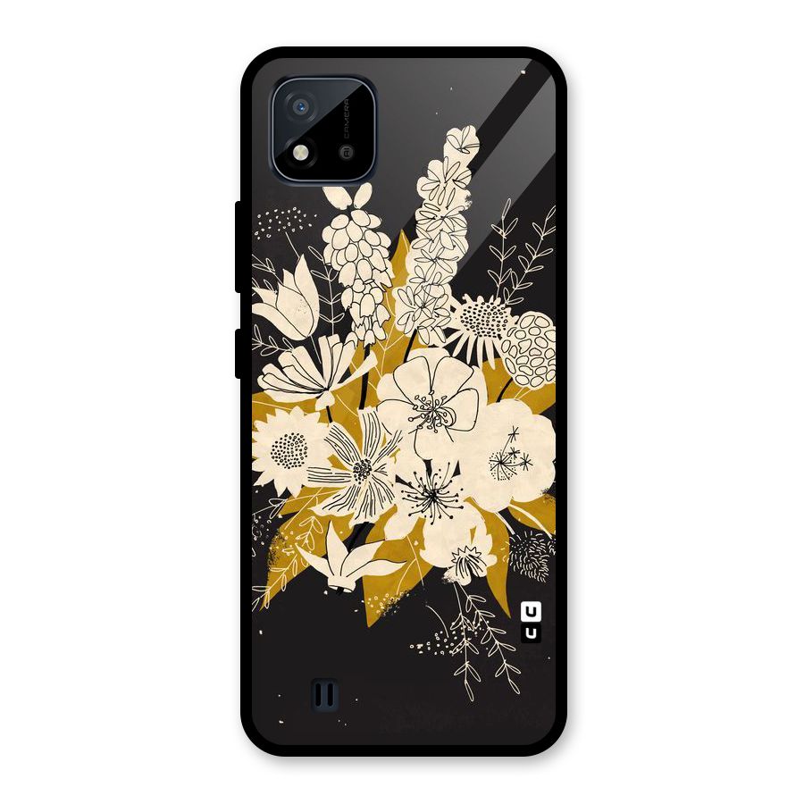 Flower Drawing Glass Back Case for Realme C11 2021