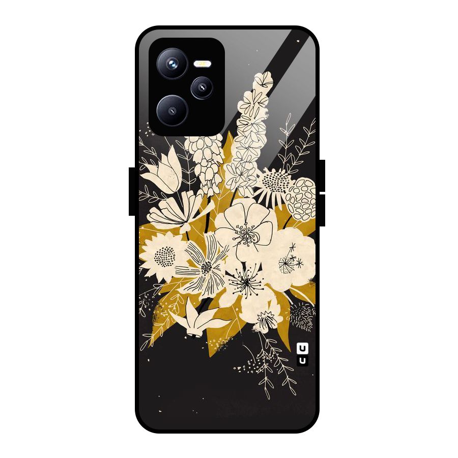 Flower Drawing Glass Back Case for Realme C35
