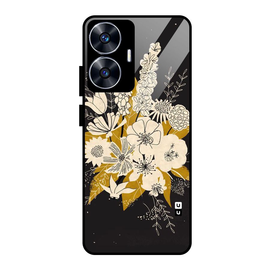 Flower Drawing Glass Back Case for Realme Narzo N55