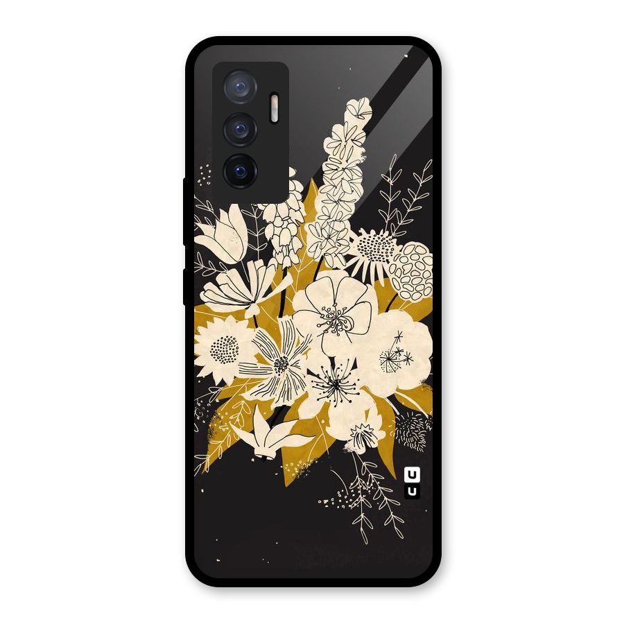 Flower Drawing Glass Back Case for Vivo V23e