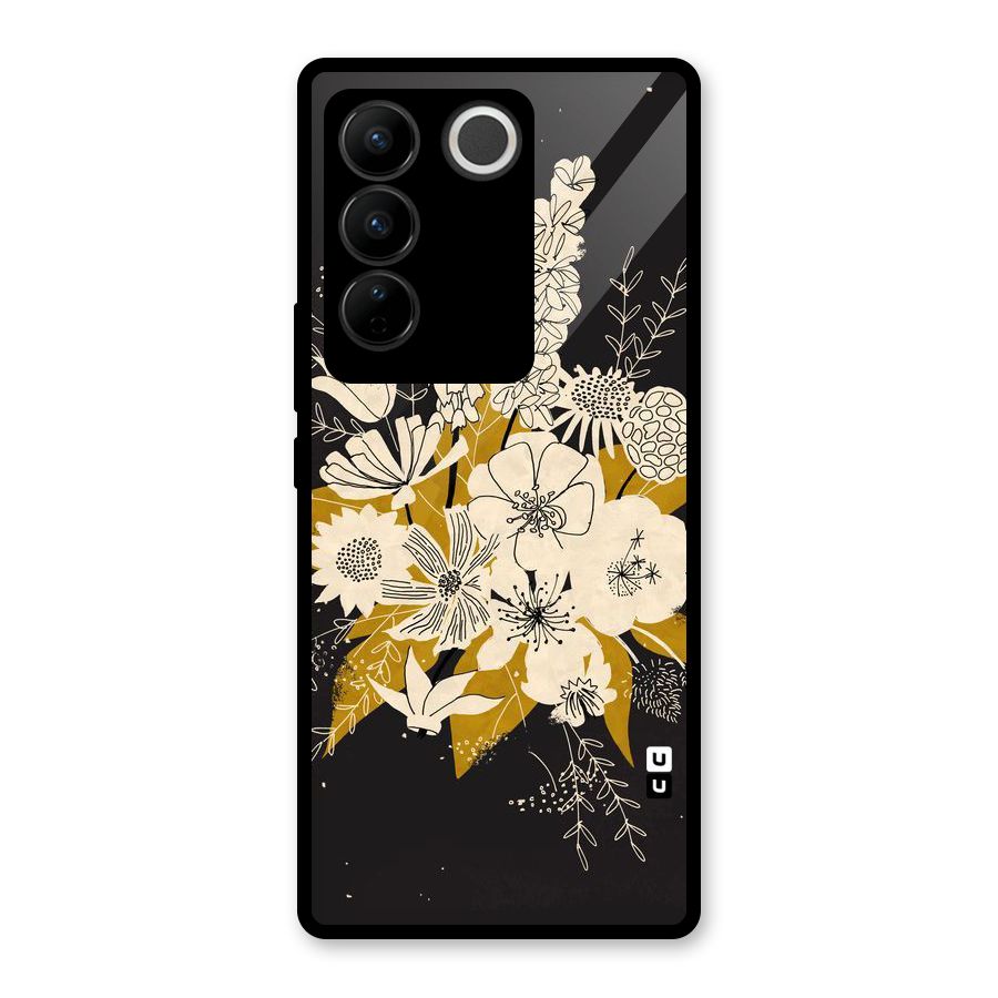 Flower Drawing Glass Back Case for Vivo V27