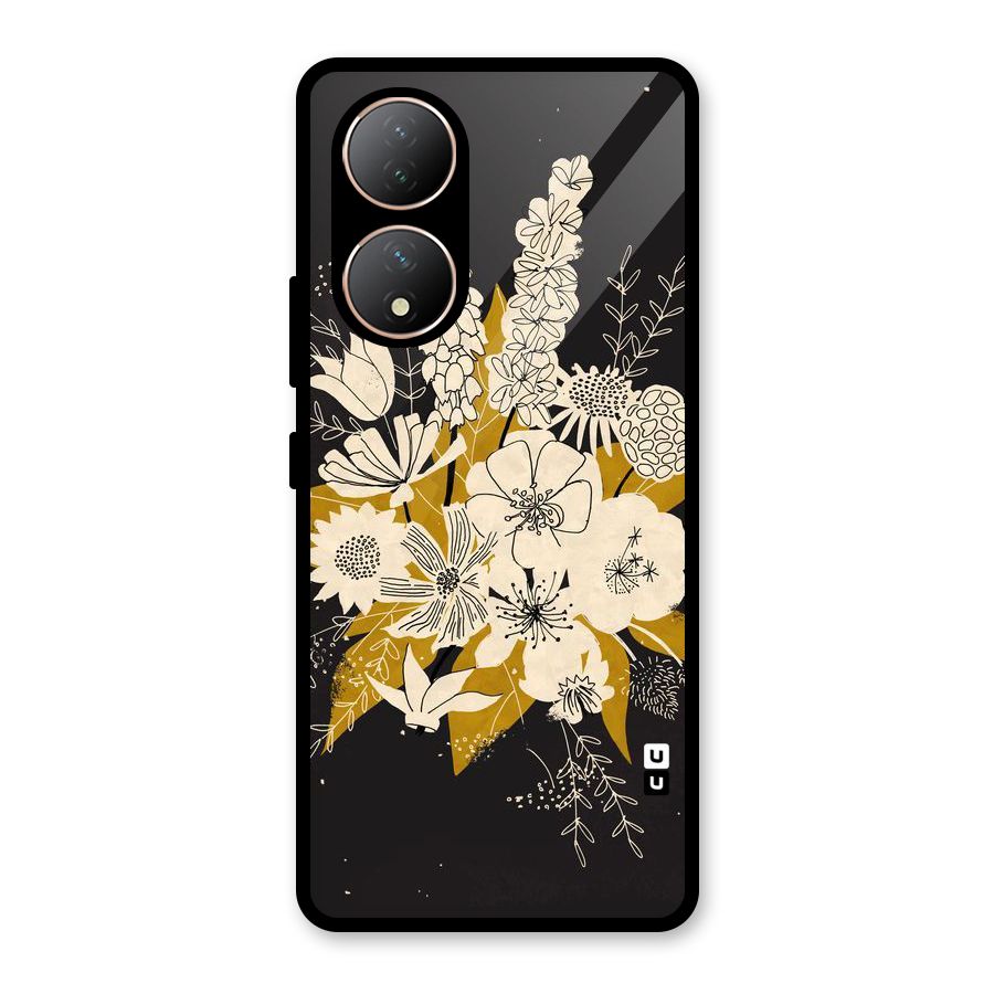 Flower Drawing Glass Back Case for Vivo Y100A