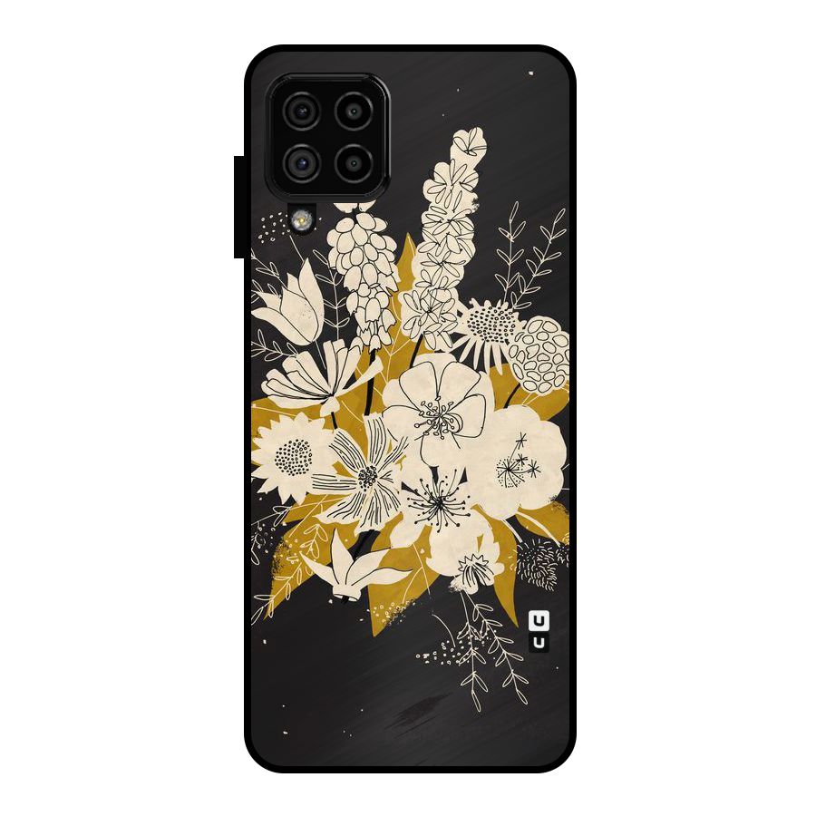 Flower Drawing Metal Back Case for Galaxy A22 4G