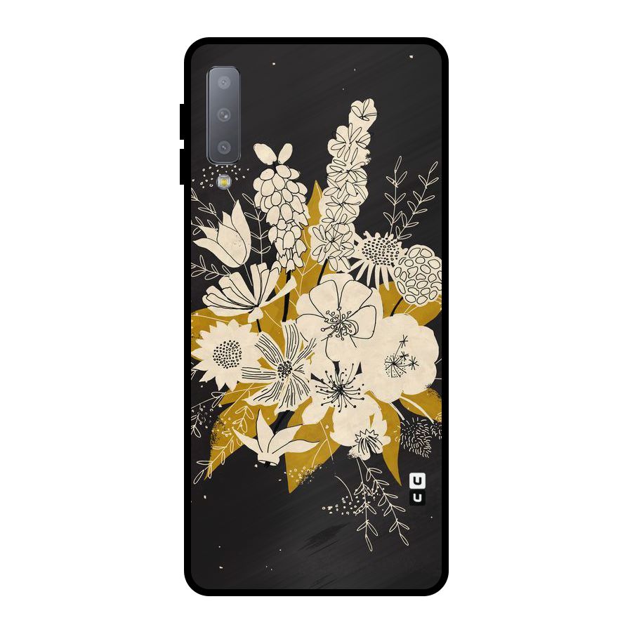 Flower Drawing Metal Back Case for Galaxy A7 (2018)