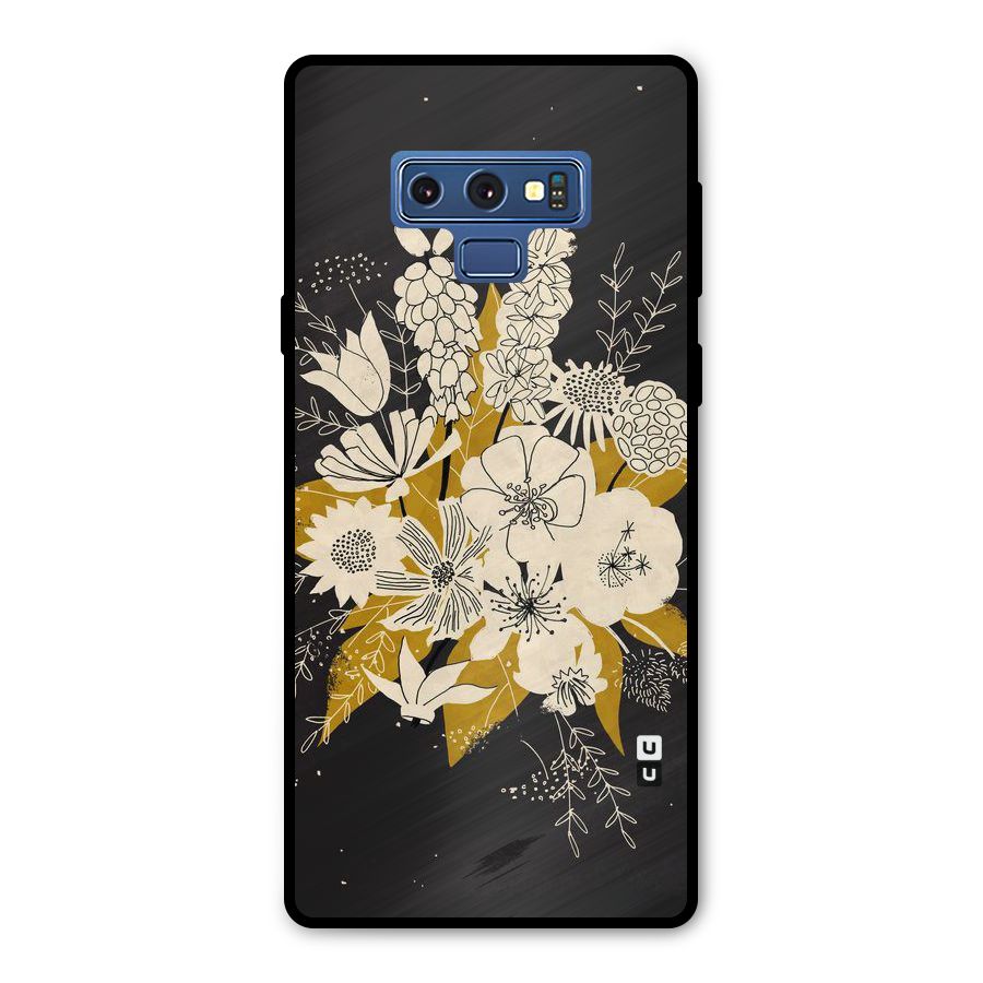 Flower Drawing Metal Back Case for Galaxy Note 9