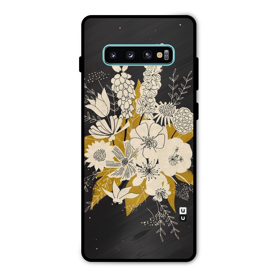 Flower Drawing Metal Back Case for Galaxy S10 Plus