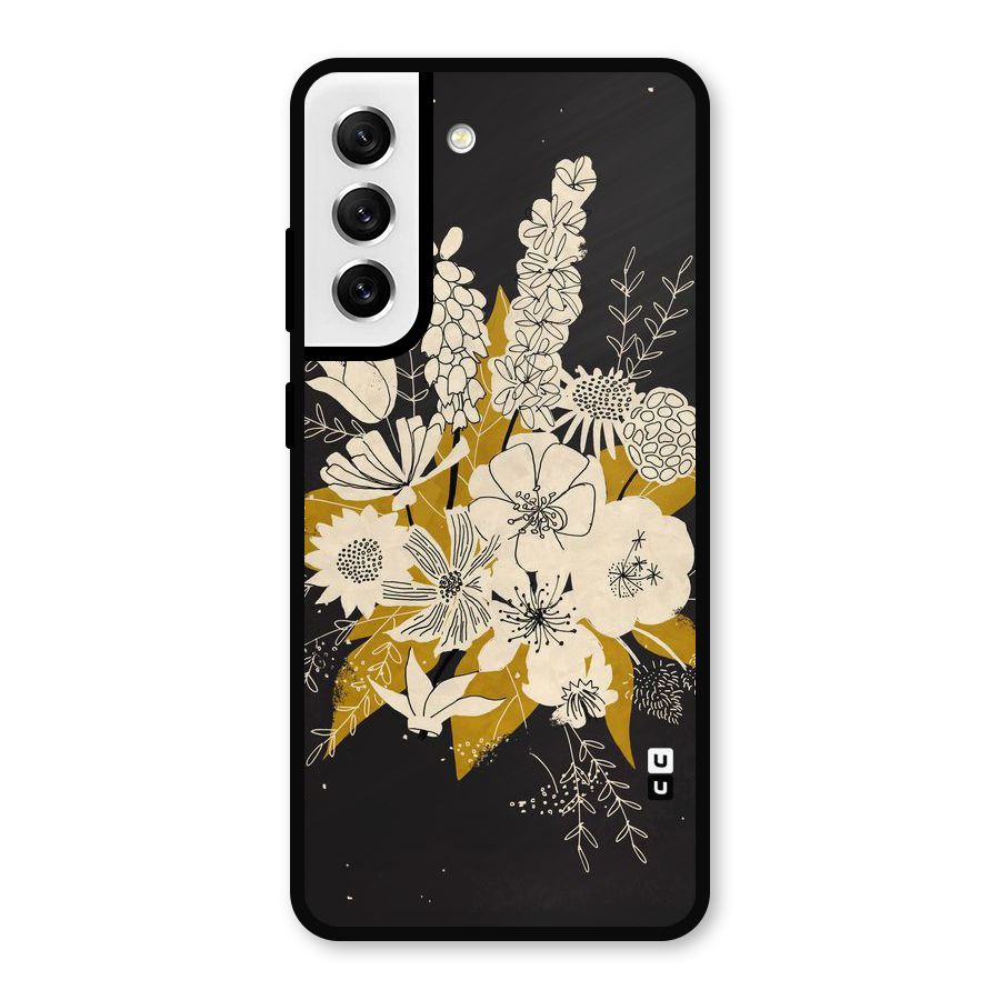 Flower Drawing Metal Back Case for Galaxy S21 FE 5G