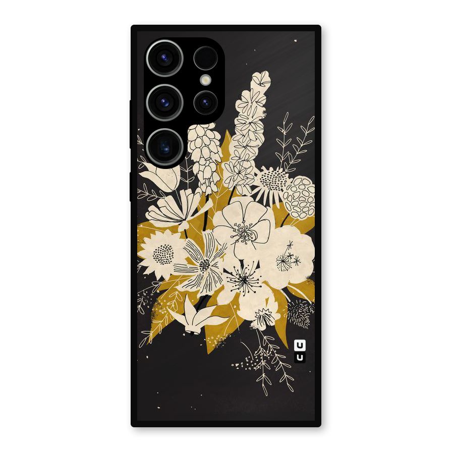 Flower Drawing Metal Back Case for Galaxy S23 Ultra