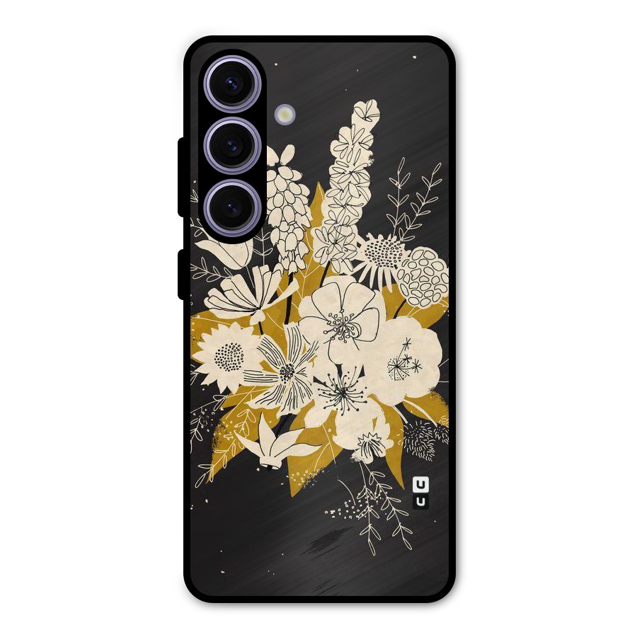 Flower Drawing Metal Back Case for Galaxy S24