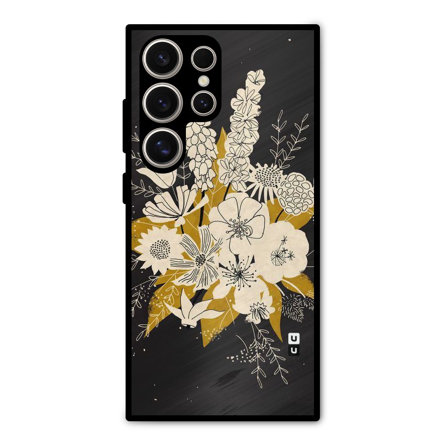 Flower Drawing Metal Back Case for Galaxy S24 Ultra