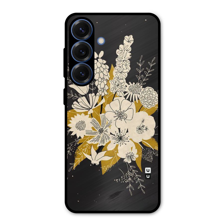Flower Drawing Metal Back Case for Galaxy S25