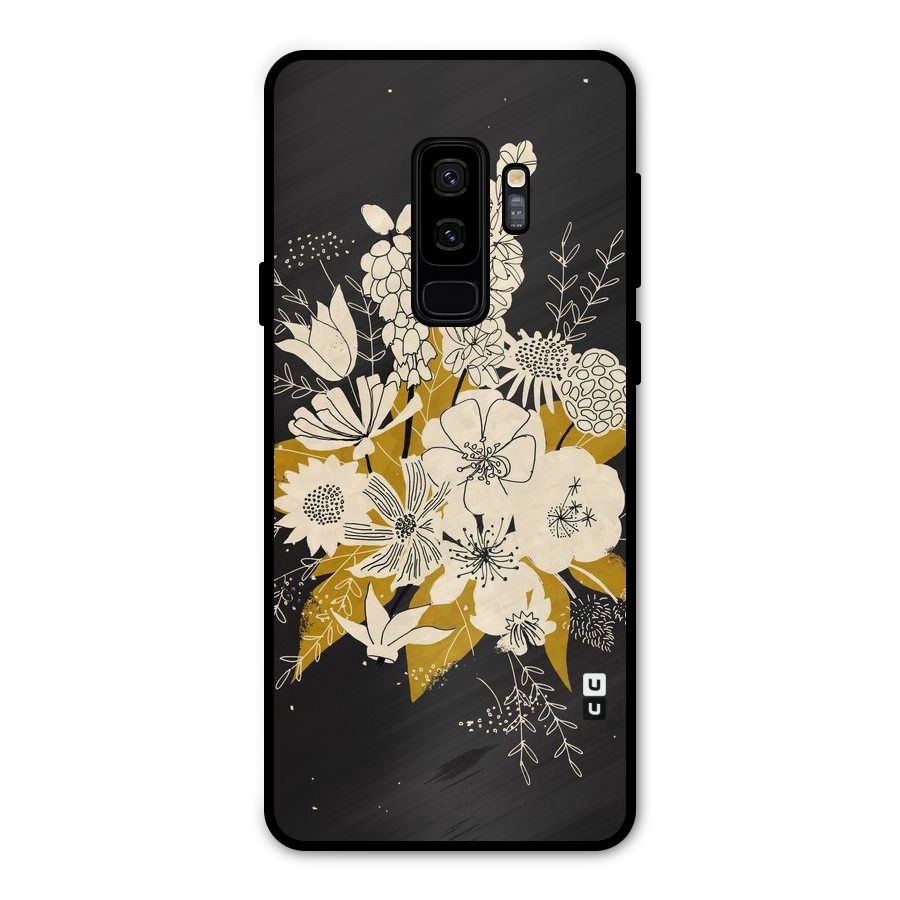 Flower Drawing Metal Back Case for Galaxy S9 Plus