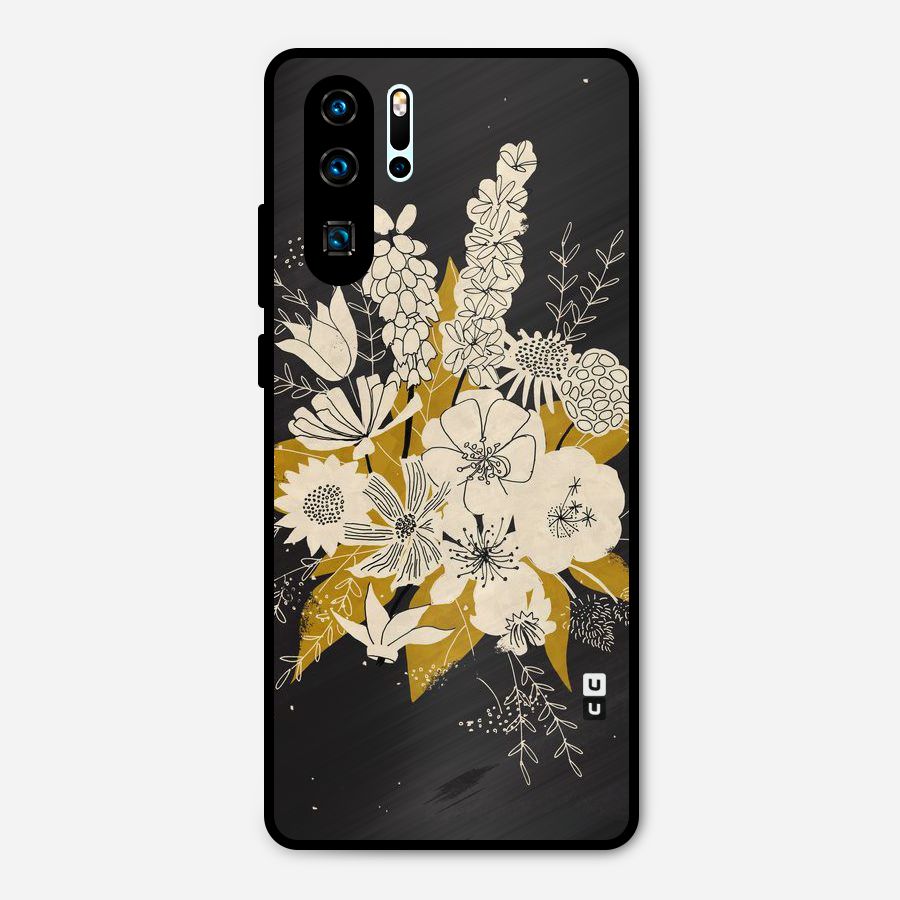 Flower Drawing Metal Back Case for Huawei P30 Pro