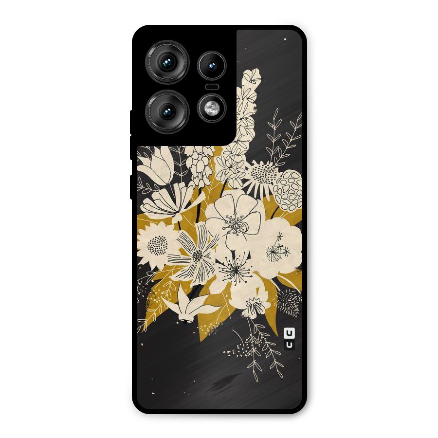 Flower Drawing Metal Back Case for Motorola Edge 50 Pro
