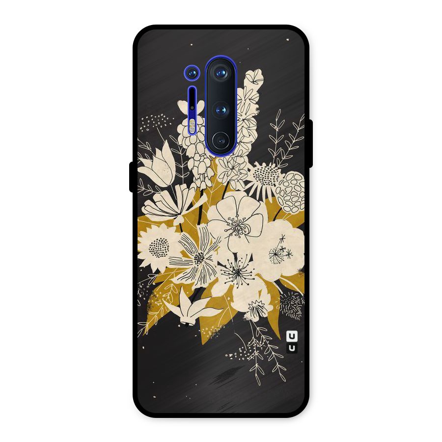 Flower Drawing Metal Back Case for OnePlus 8 Pro