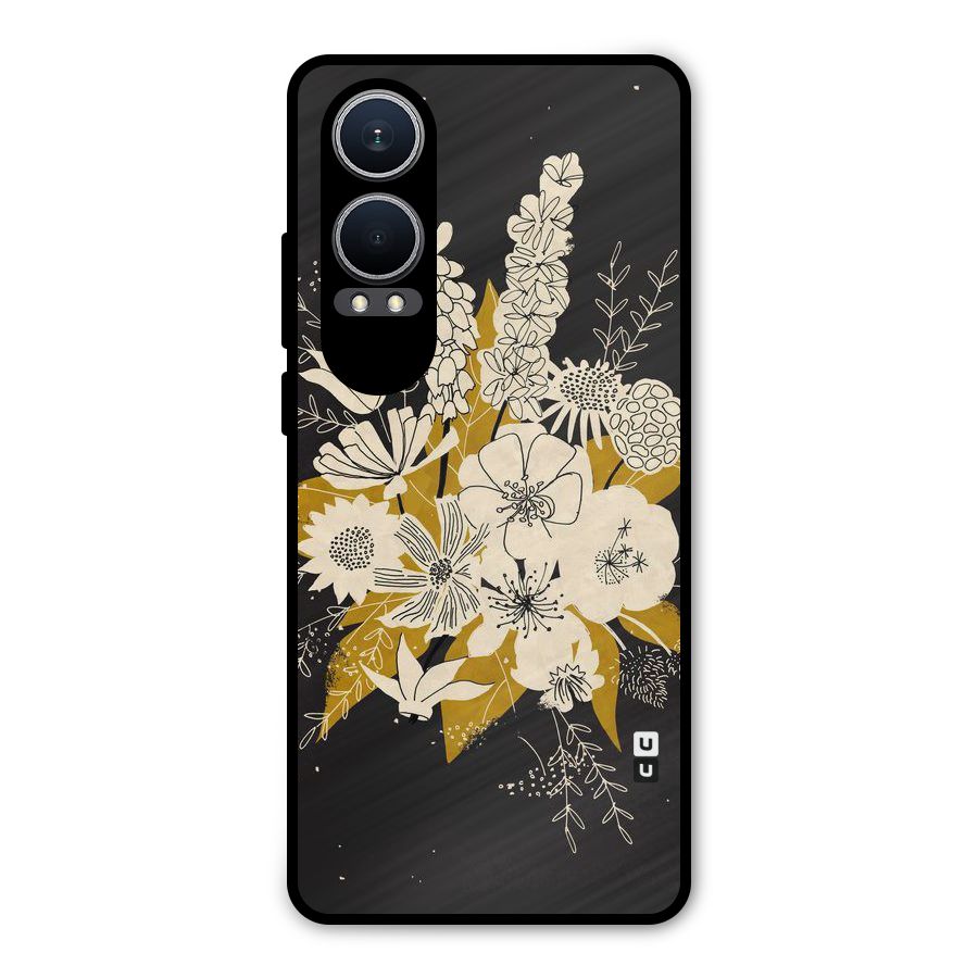 Flower Drawing Metal Back Case for OnePlus Nord CE4 Lite
