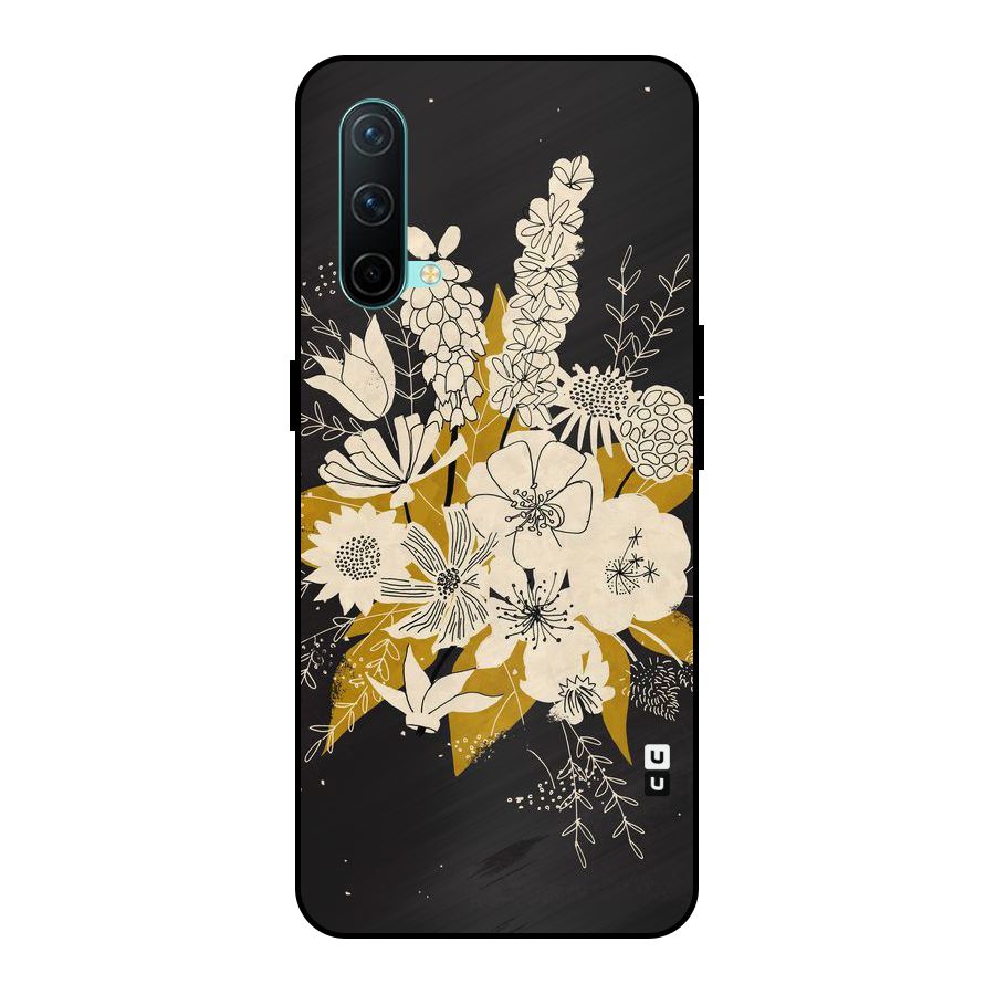 Flower Drawing Metal Back Case for OnePlus Nord CE 5G