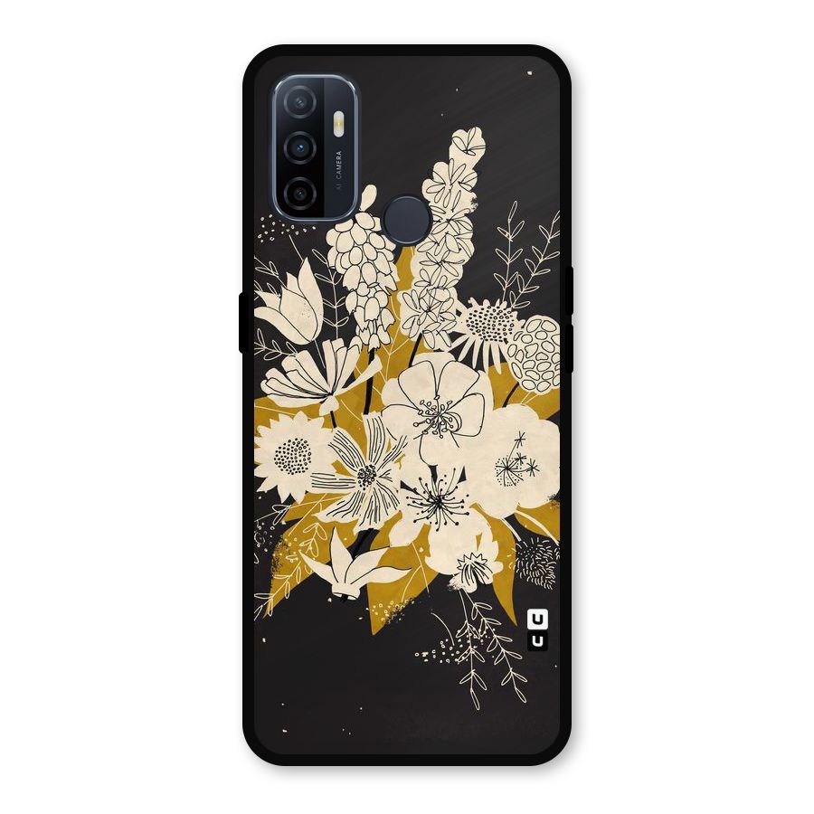 Flower Drawing Metal Back Case for Oppo A53