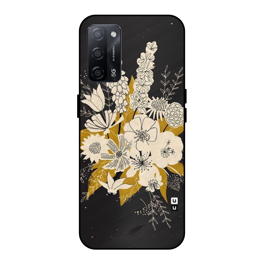 Flower Drawing Metal Back Case for Oppo A53s 5G