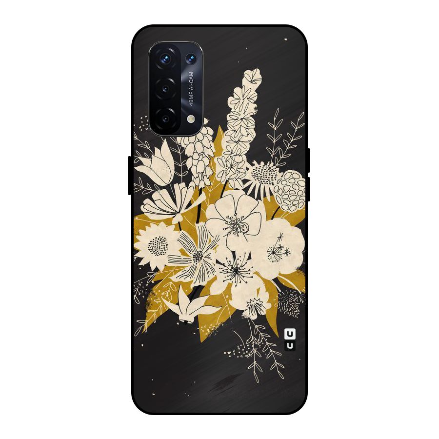 Flower Drawing Metal Back Case for Oppo A74 5G