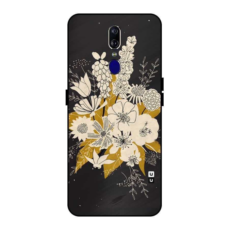 Flower Drawing Metal Back Case for Oppo F11