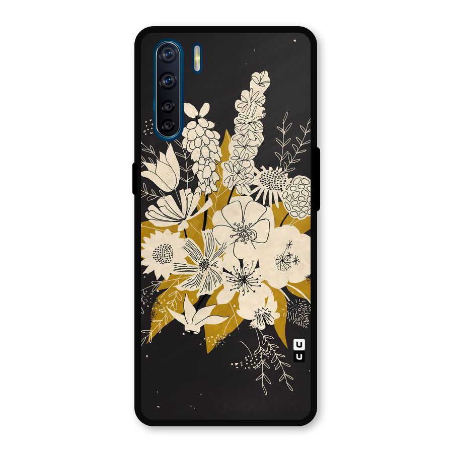 Flower Drawing Metal Back Case for Oppo F15