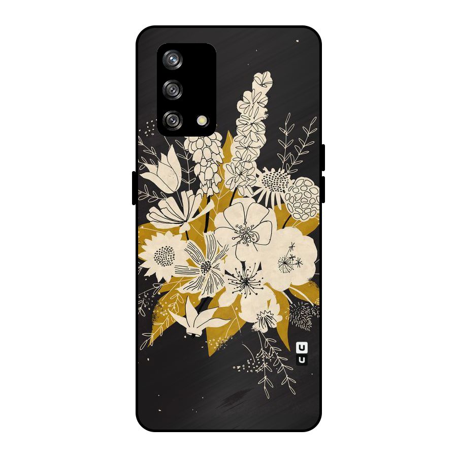 Flower Drawing Metal Back Case for Oppo F19