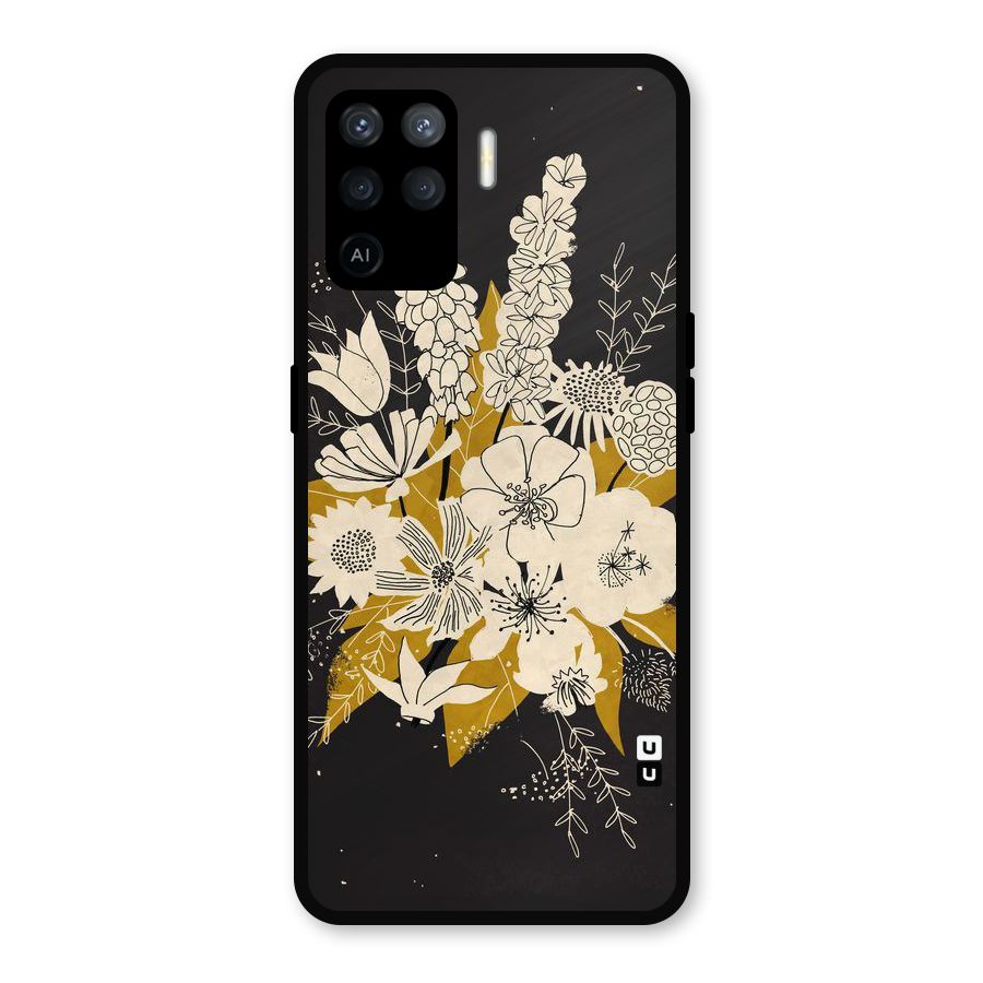 Flower Drawing Metal Back Case for Oppo F19 Pro