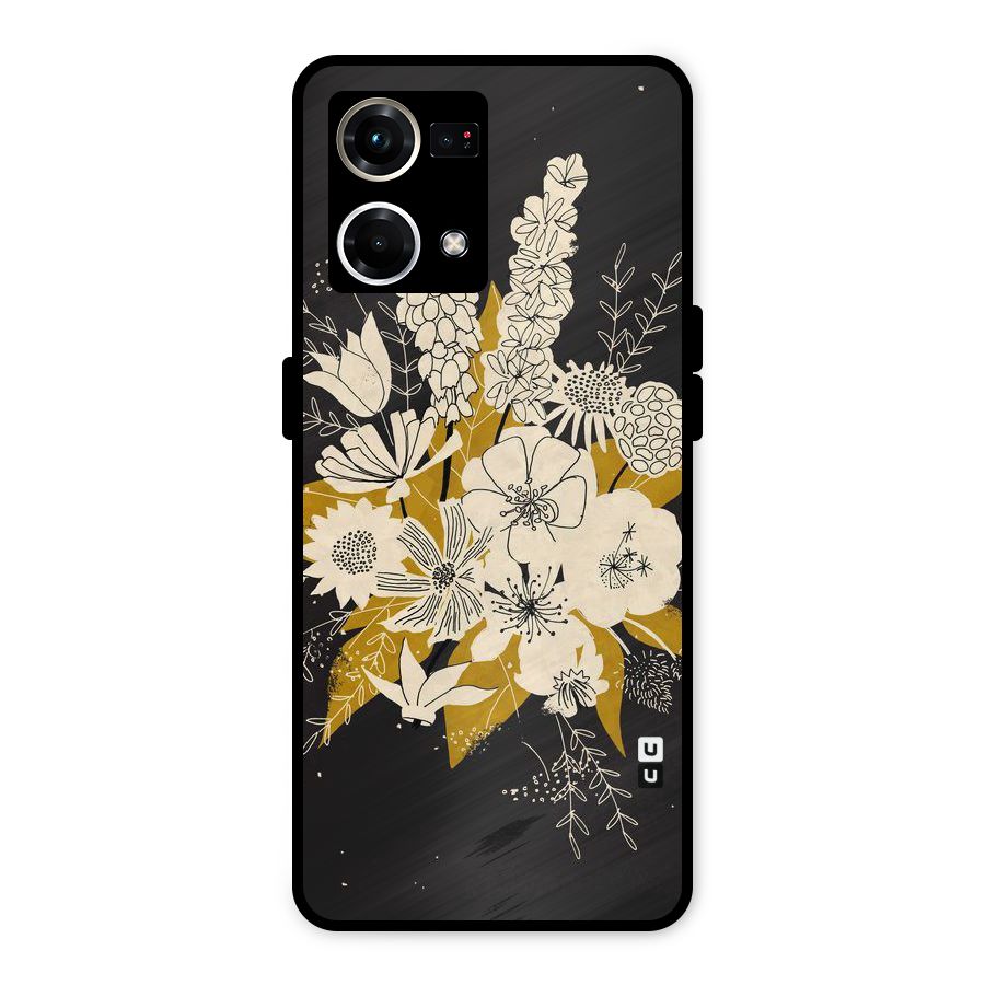 Flower Drawing Metal Back Case for Oppo F21s Pro 4G