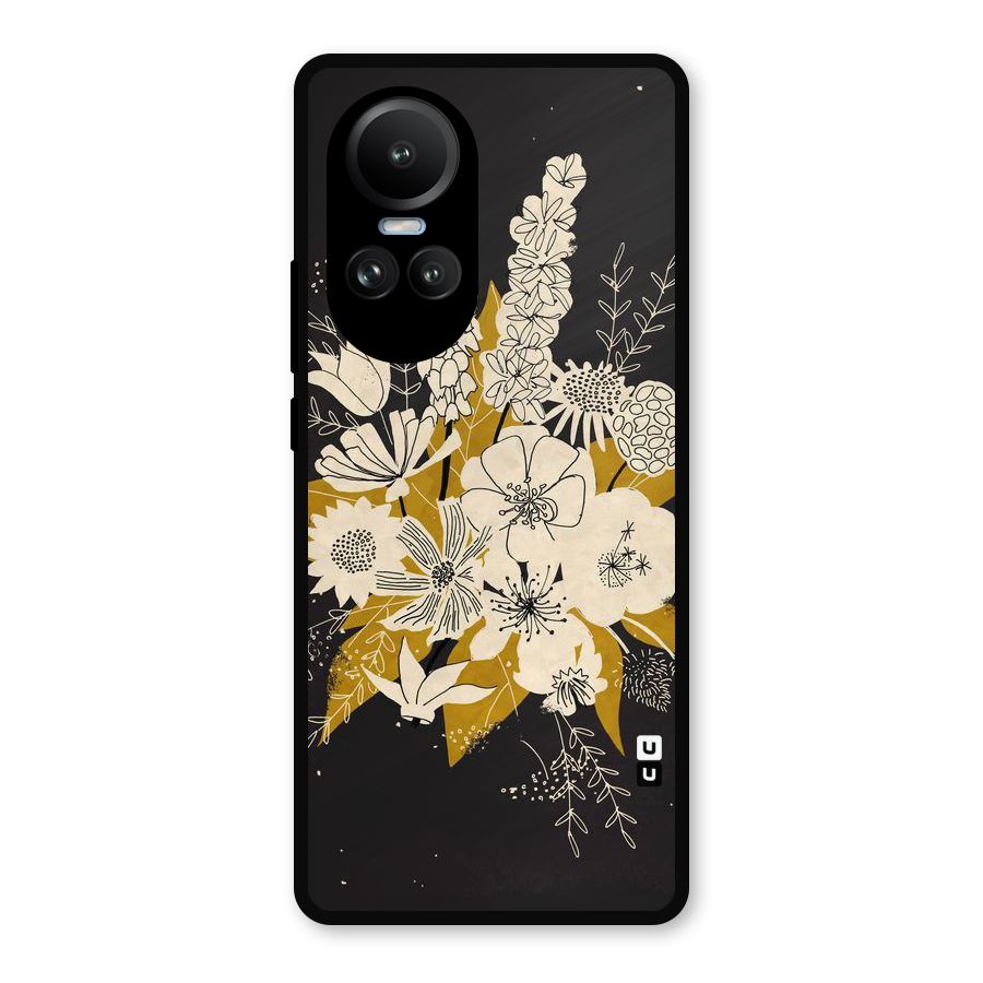 Flower Drawing Metal Back Case for Oppo Reno10 Pro