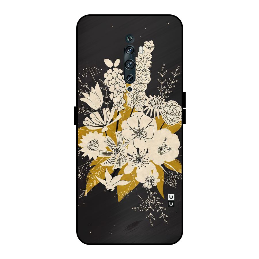 Flower Drawing Metal Back Case for Oppo Reno2 F