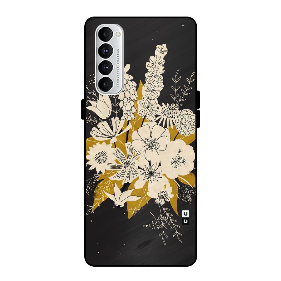 Flower Drawing Metal Back Case for Oppo Reno4 Pro