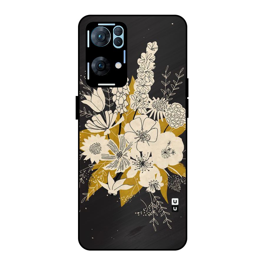 Flower Drawing Metal Back Case for Oppo Reno7 Pro 5G