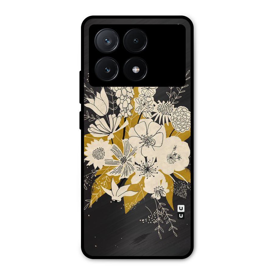 Flower Drawing Metal Back Case for Poco X6 Pro