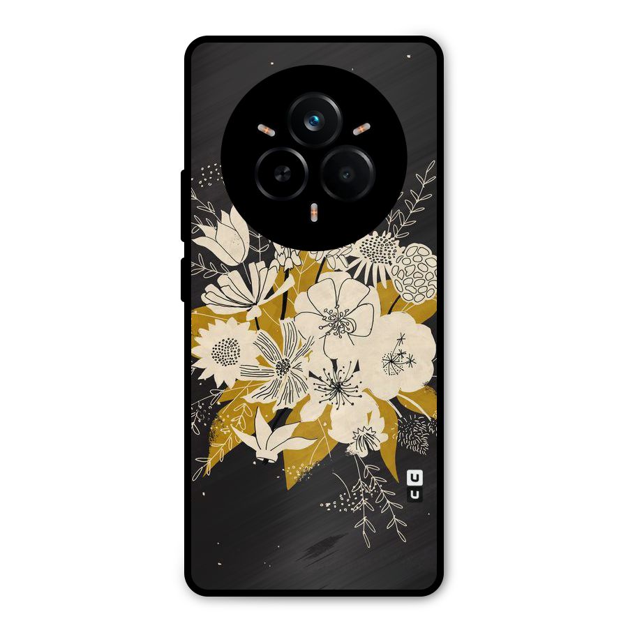 Flower Drawing Metal Back Case for Realme 14 Pro